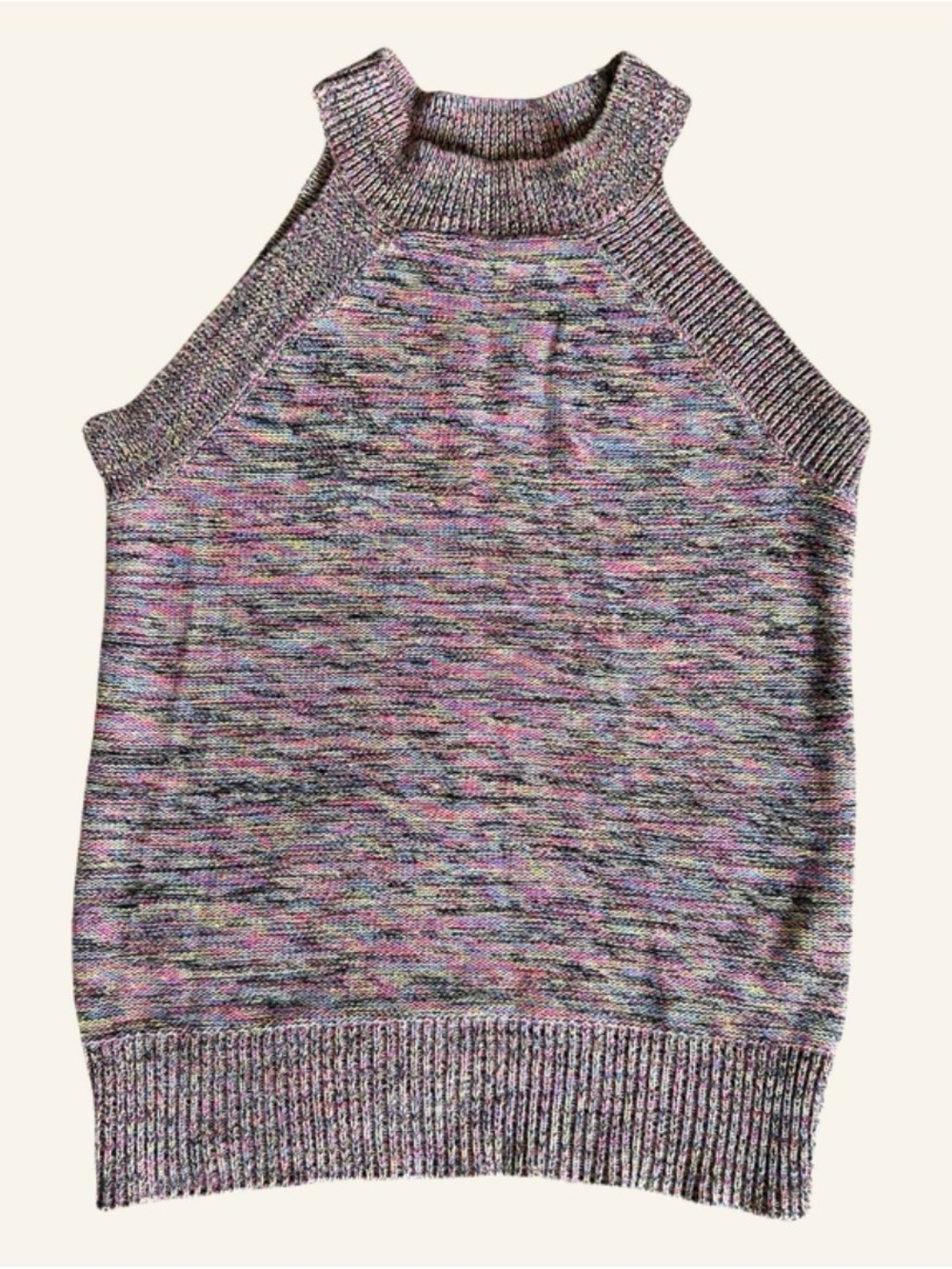 Code X Mode Multicolor Pink Ribbed Mock Neck Sleeveless Sweater Top Size Small